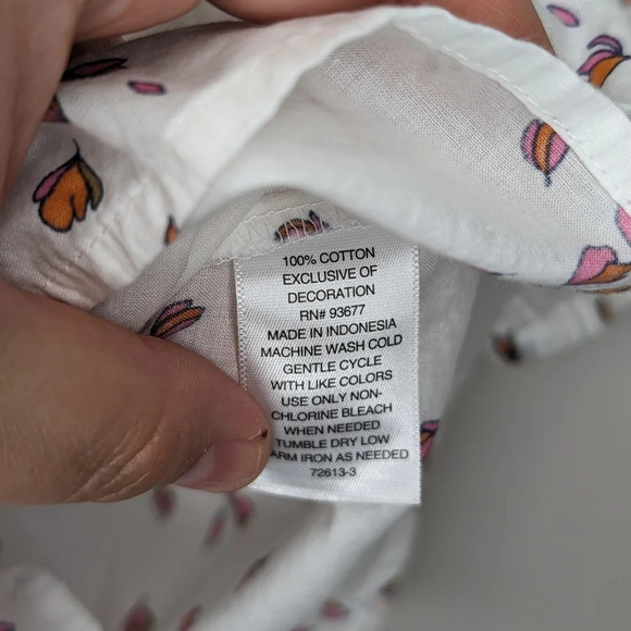 Ana Flowy  White 100% Cotton Pilgrim Top Floral Red Detail Sleeve Medium - Picture 4 of 10